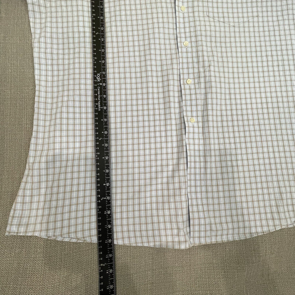 U.S. Polo Assn. Men's XL Light Blue Tan Plaid Long Sleeve Button Up Dress Shirt