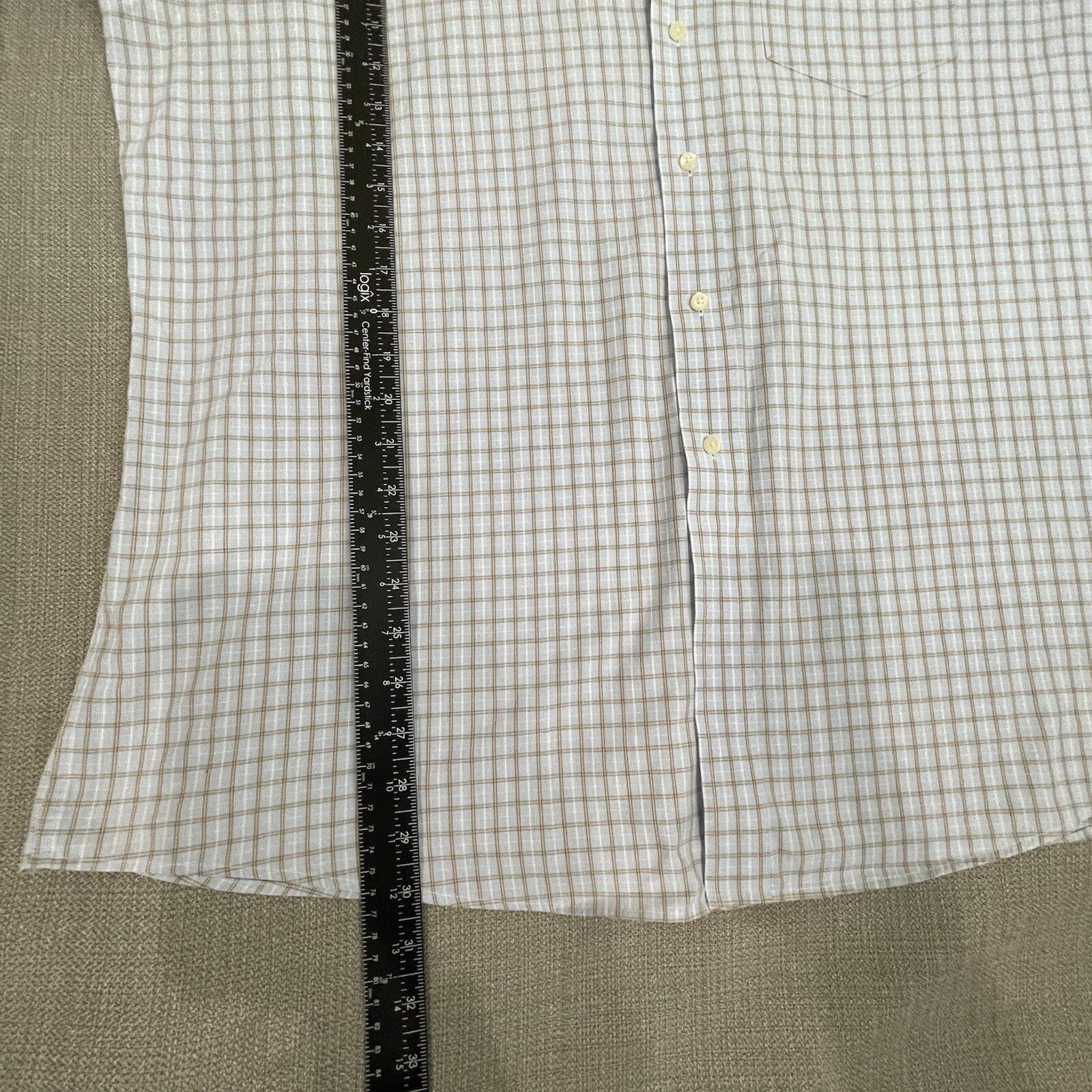 U.S. Polo Assn. Men's XL Light Blue Tan Plaid Long Sleeve Button Up Dress Shirt