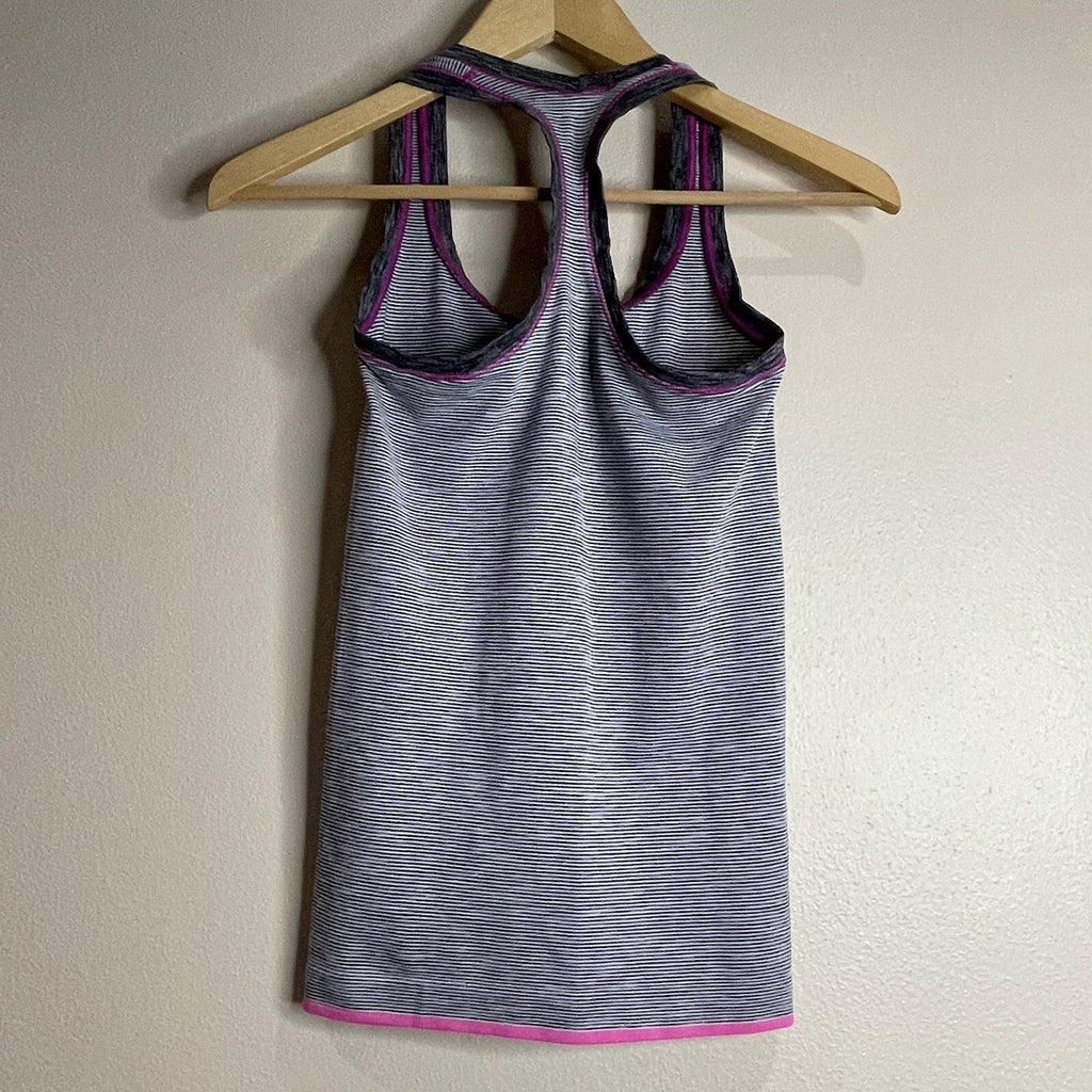 Victoria Secret Sport Women's Size XS Pink Gray Striped Athletic Tank Top