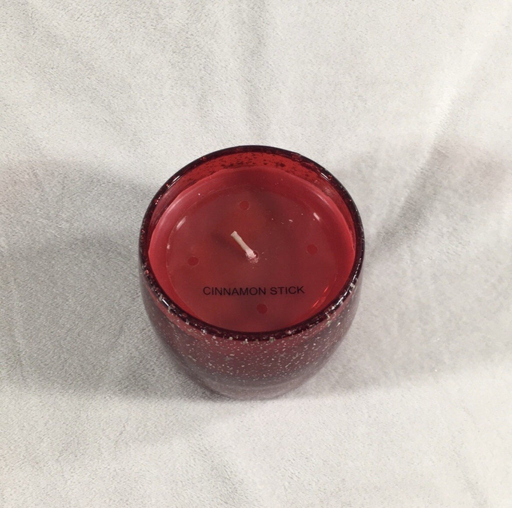 Decorative Candle Art Blown Glass Red with Gold Flecks / Cinnamon Stick