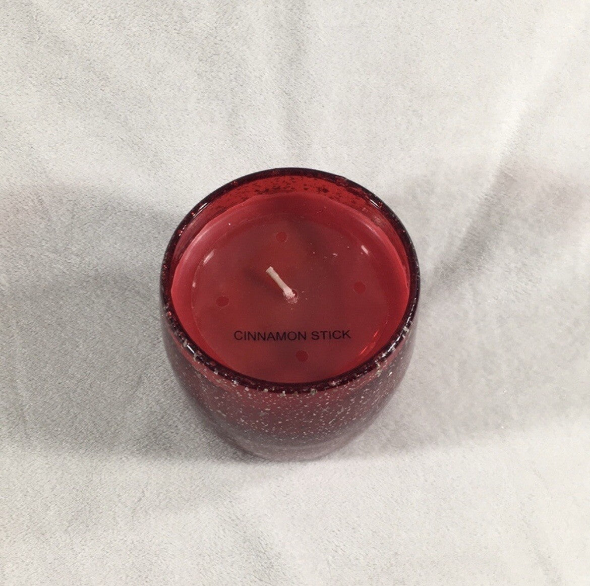 Decorative Candle Art Blown Glass Red with Gold Flecks / Cinnamon Stick