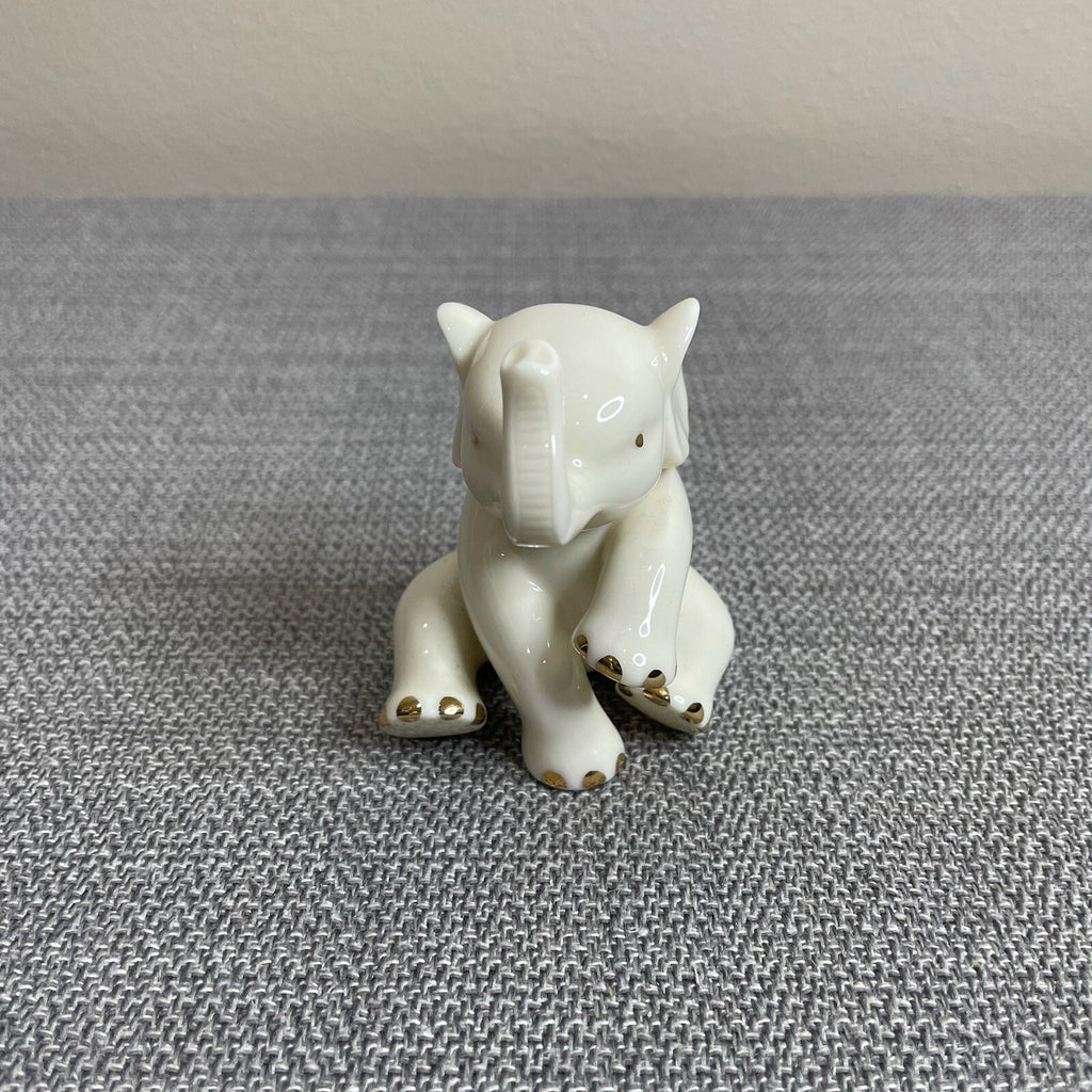 Lenox Decorative Mini Baby Ivory and Gold Sitting Elephant Figurine