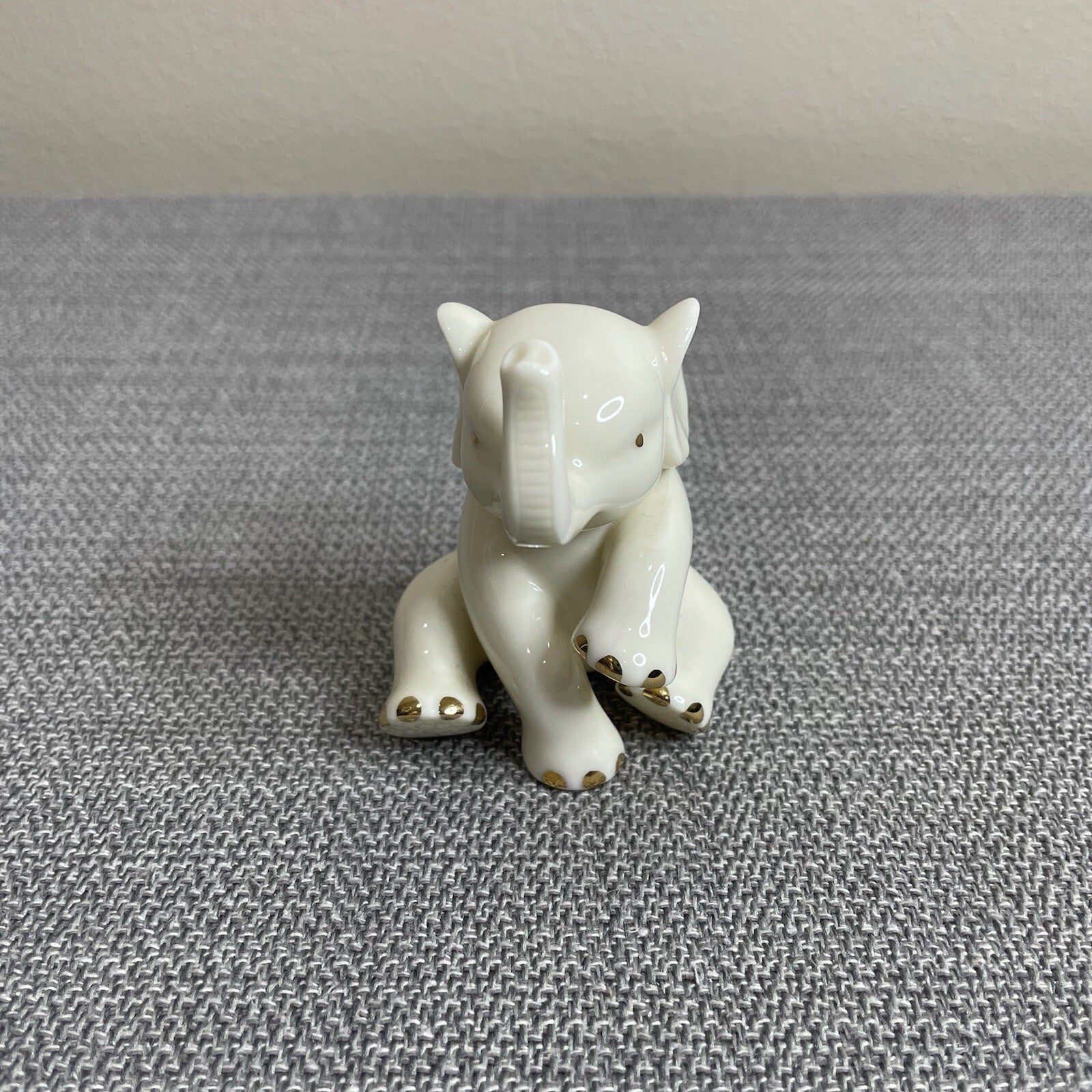 Lenox Decorative Mini Baby Ivory and Gold Sitting Elephant Figurine