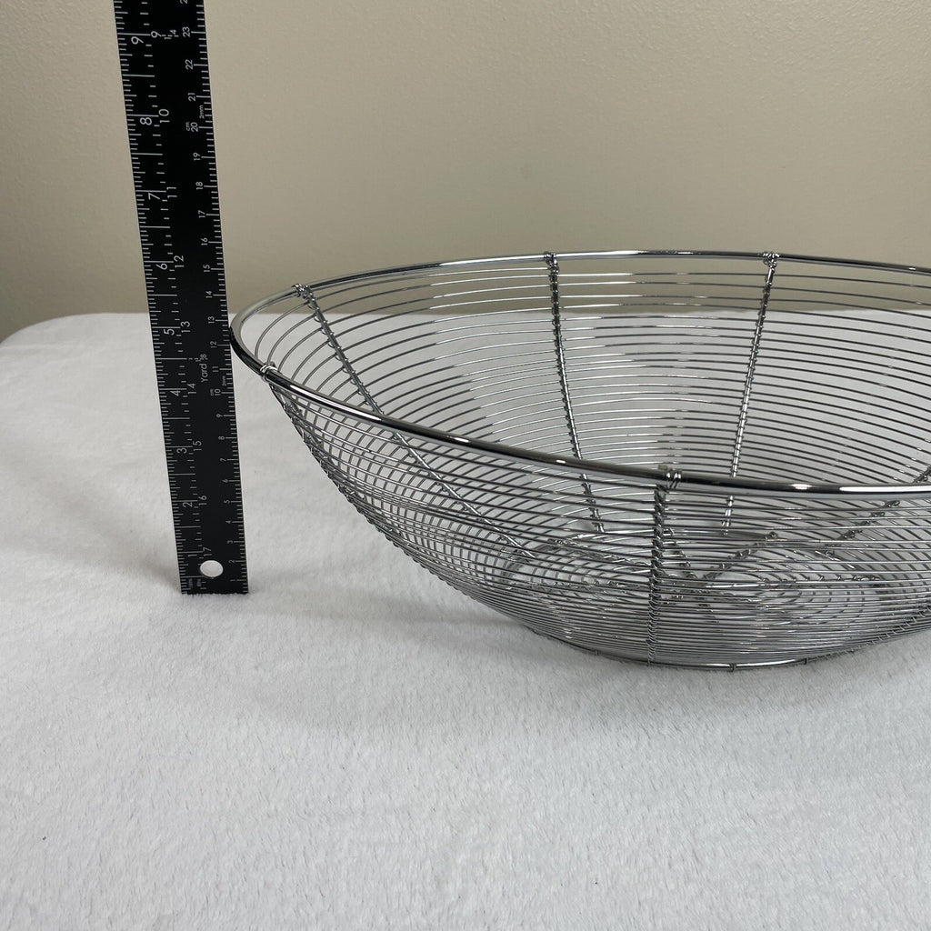 Decorative Silver Tone Metal Wire Fruit / Snack / Food / Home Decor Oval Basket