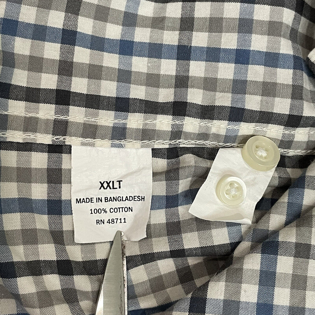 Falls Creek Mens XXLT (2X Large Tall) Gray Plaid Long Sleeve Button Up Shirt