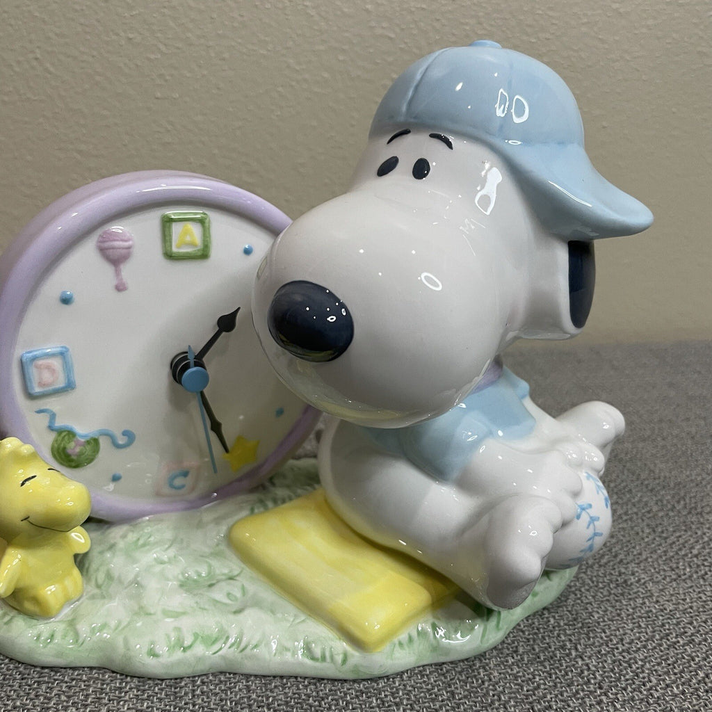Hallmark Studio B Baby Snoopy Woodstock Baseball Clock Decorative Figurine Decor