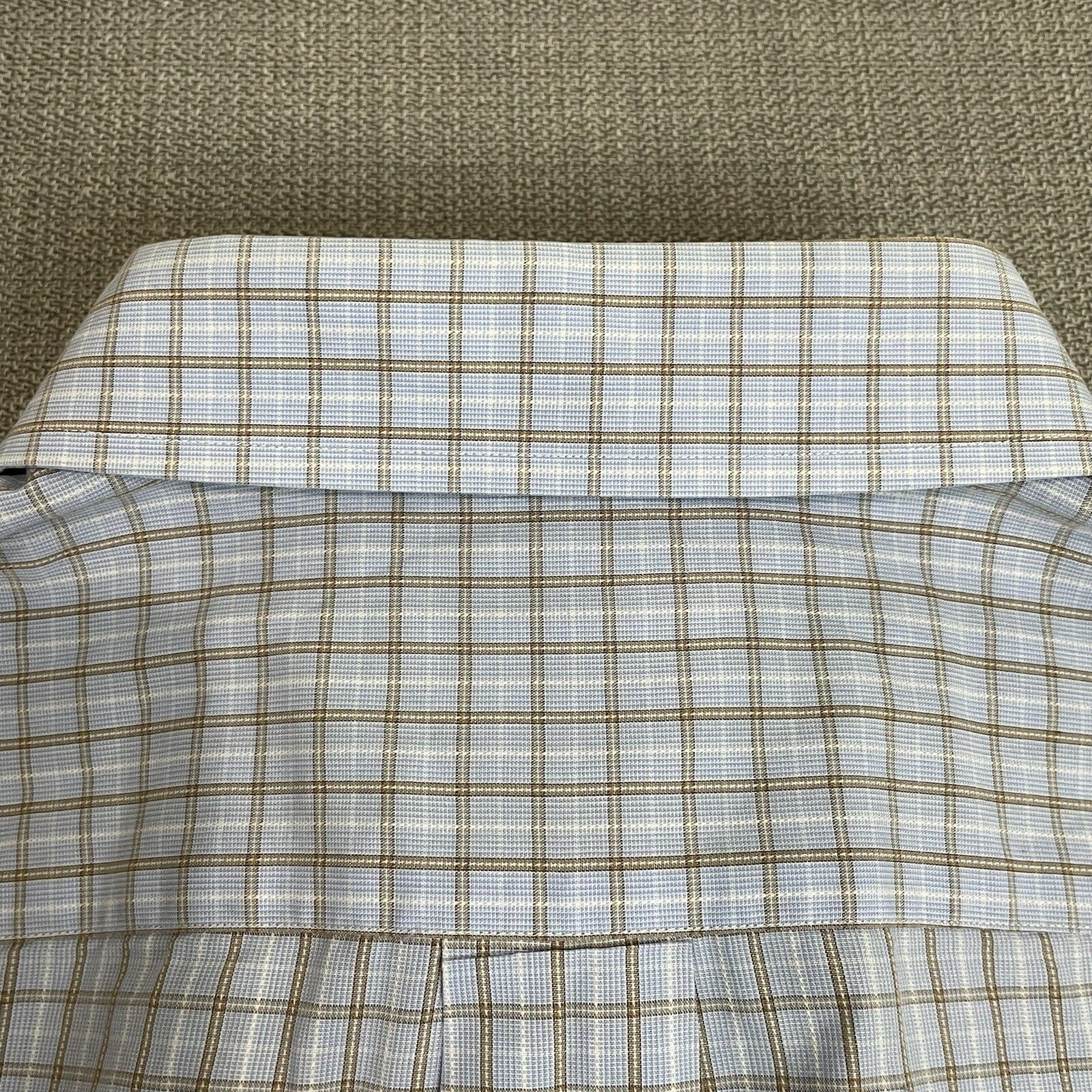 U.S. Polo Assn. Men's XL Light Blue Tan Plaid Long Sleeve Button Up Dress Shirt