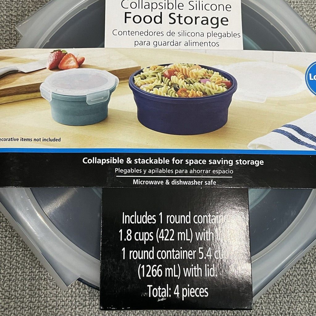 Mainstays 2 PK Blue Collapsible Silicone Round Food Storage Containers Set of 2