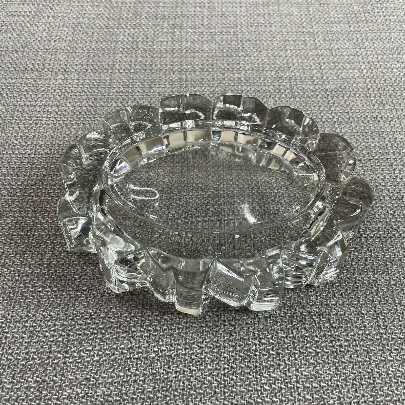 Avon Decorative Clear Carved Glass Oval Shaped Soap Dish