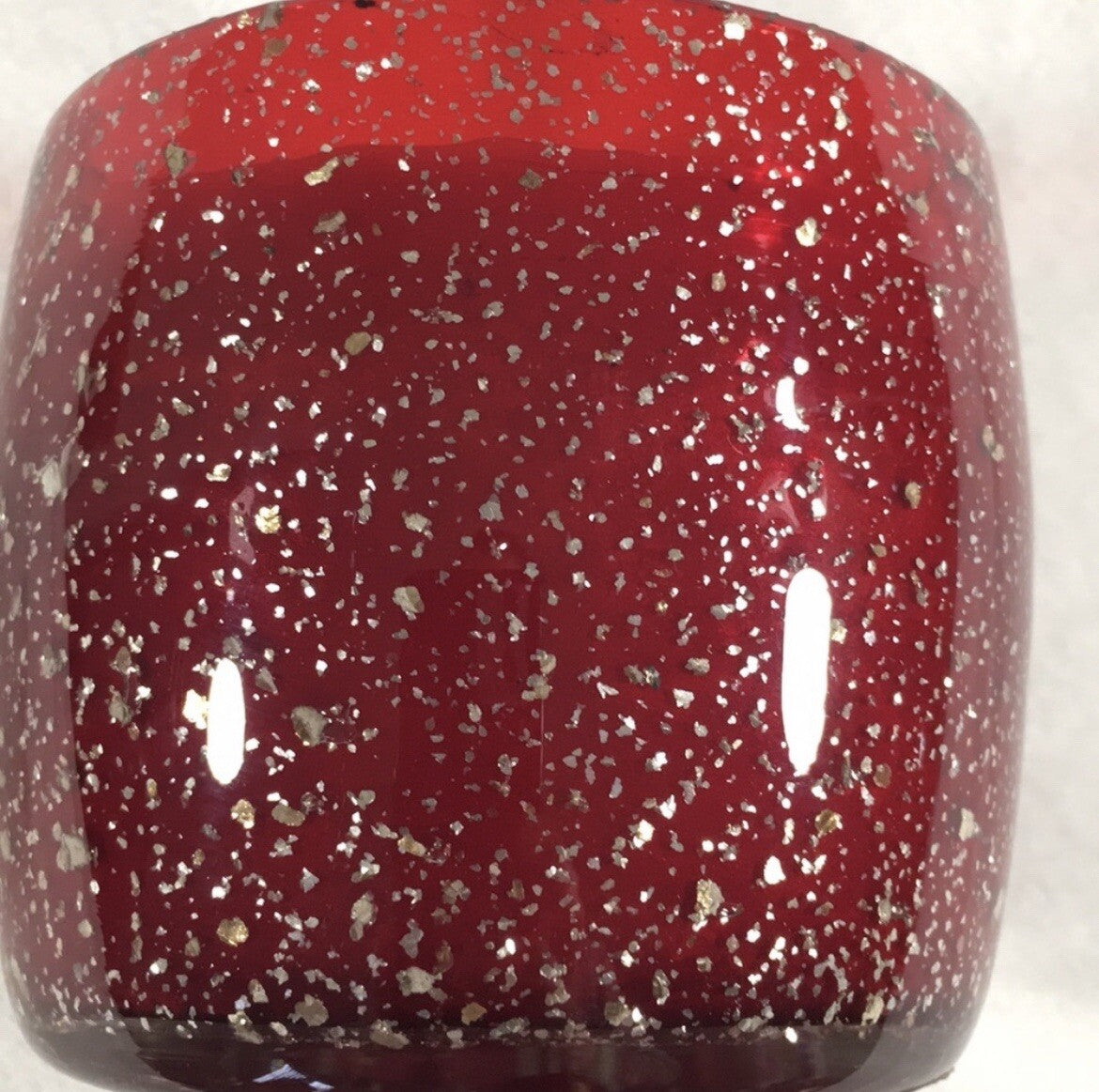 Decorative Candle Art Blown Glass Red with Gold Flecks / Cinnamon Stick