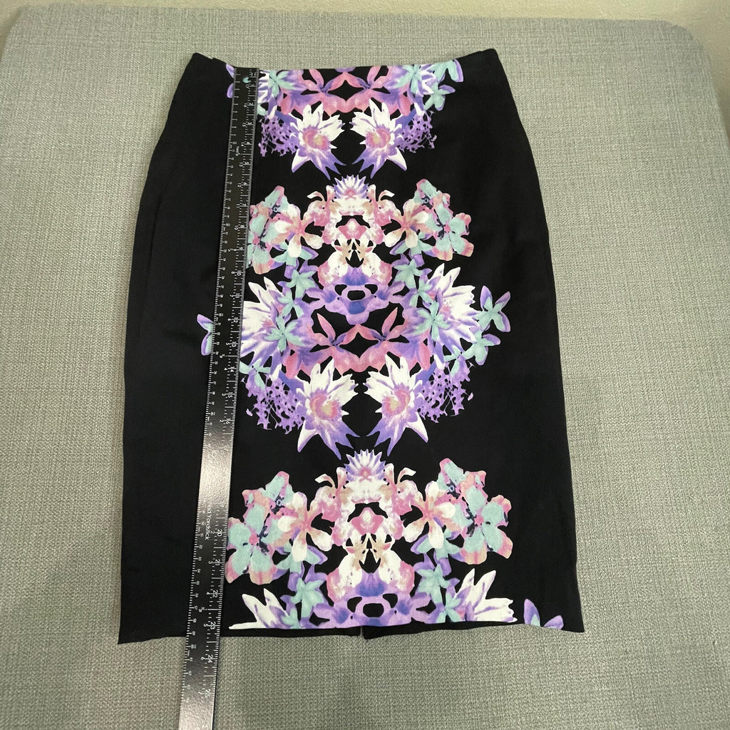 Mossimo Women's Size 6 Black Floral & All Black Stretch Pencil Skirts (Set of 2)