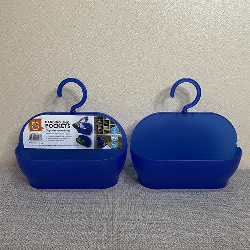 BeU Hanging Link Blue Storage Pockets (Set of 2) Closet Shower School Locker0
