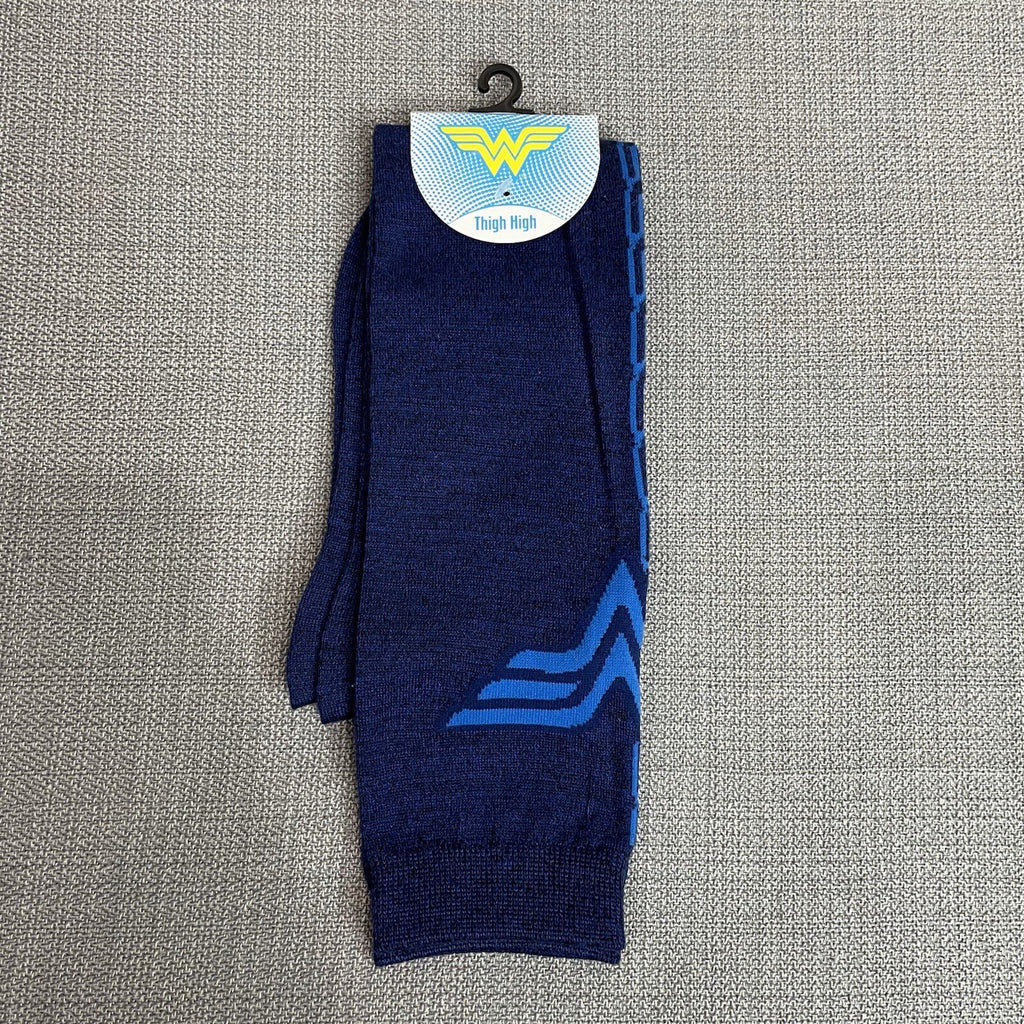 NWT Bioworld Wonder Woman Blue Logo Thigh High Novelty Socks Shoe Sizes 5-100