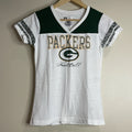 NFL Team Apparel Women's White Green Gold Packers Football Short Sleeve T-Shirt0