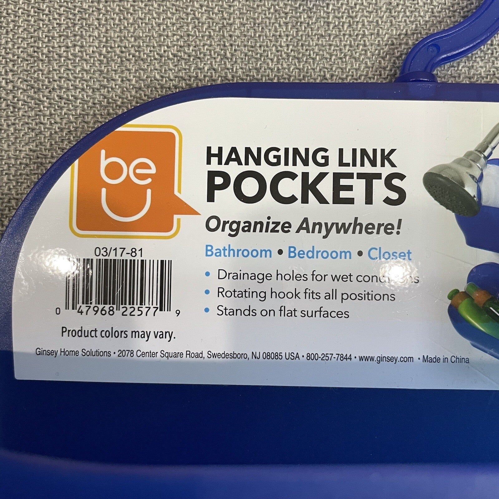 BeU Hanging Link Blue Storage Pockets (Set of 2) Closet Shower School Locker2