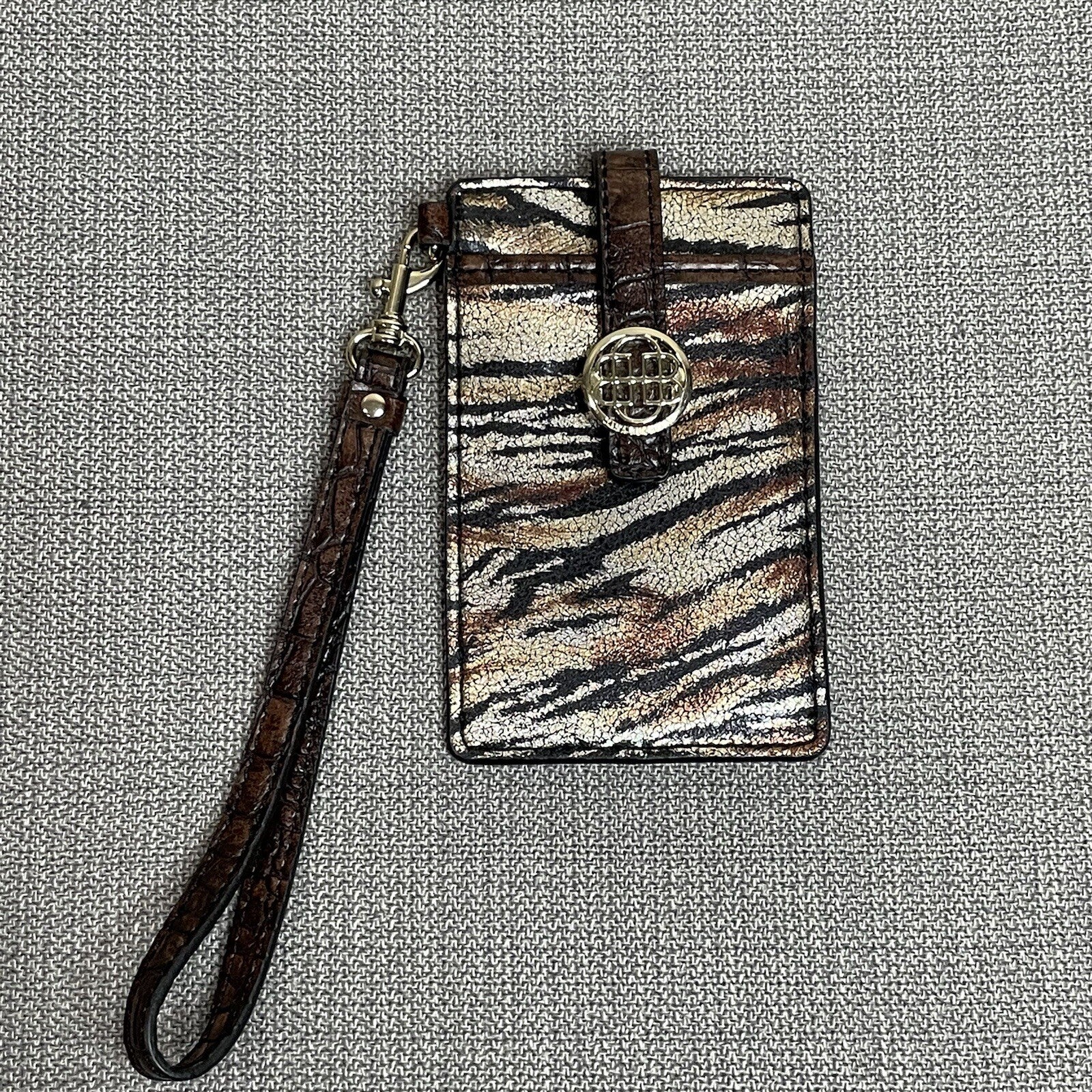 Dana Buchman Woman's Tiger Gold ID Card Case Holder Wristlet0