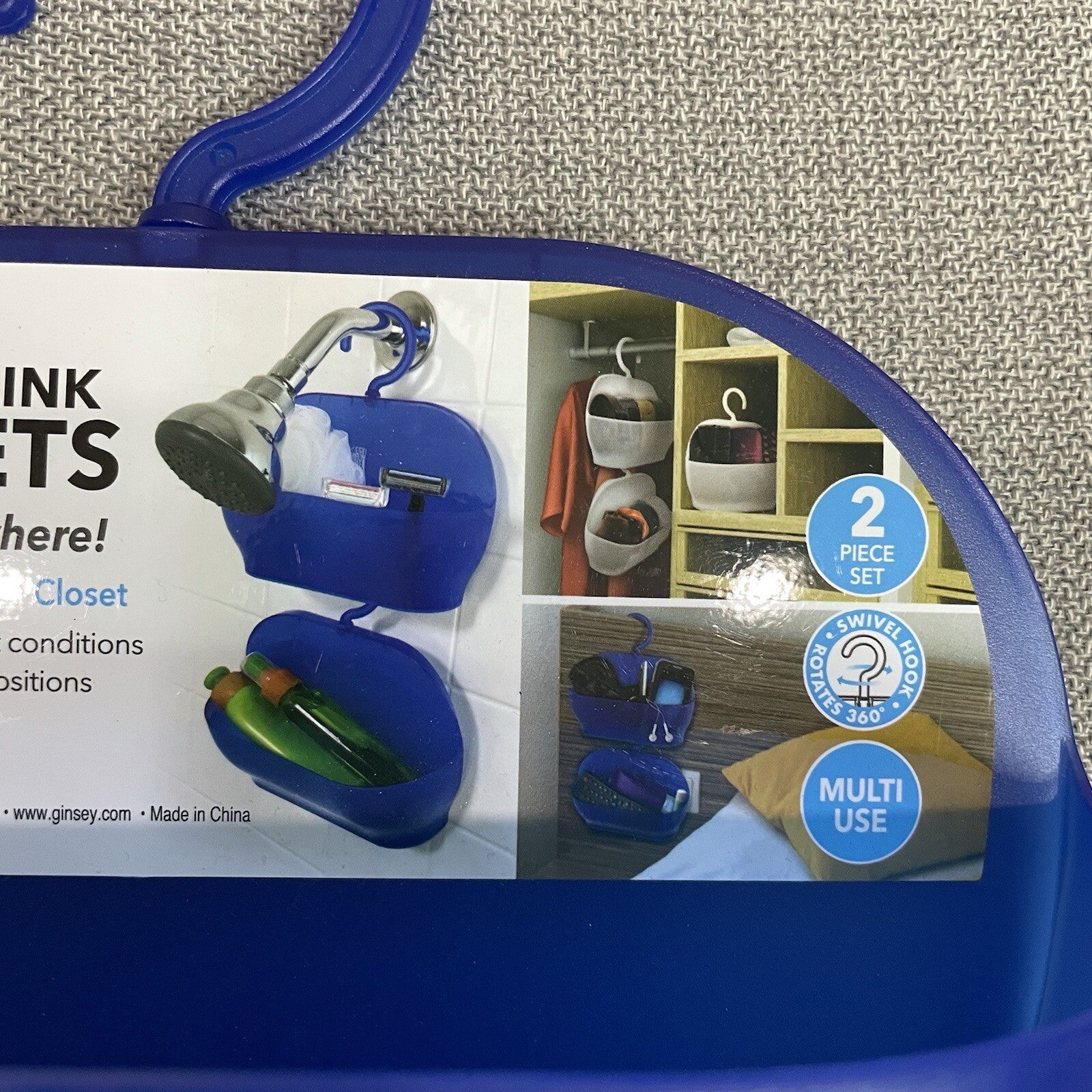 BeU Hanging Link Blue Storage Pockets (Set of 2) Closet Shower School Locker3